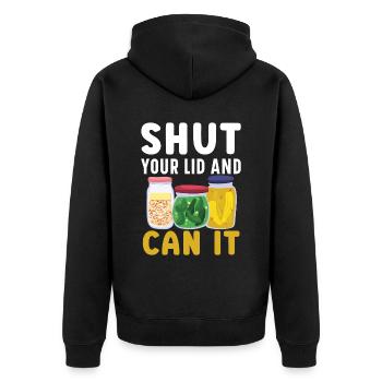 Close the lid and put it in the can of cans Konser - Unisex Premium Organic Zip Hoodie - black - Back - Nico (187cm)