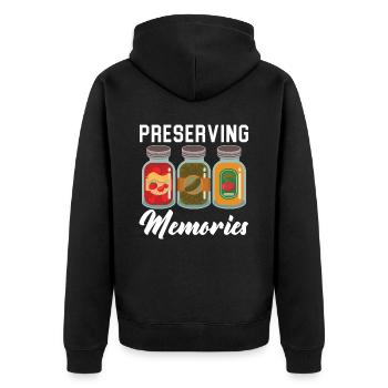 Erinnerungen konservieren Konservendosen Konserven - Unisex Premium Bio Zip Hoodie - Schwarz - Hinten - Nico (187cm)