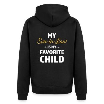 My Son in Law is My Favorite Child - Unisex Premium Organic Zip Hoodie - black - Back - Nico (187cm)