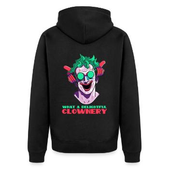 What a delightful clown - Unisex Premium Organic Zip Hoodie - black - Back - Nico (187cm)