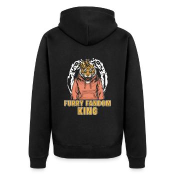 Furry Fandom Fursuits König - Unisex Premium Bio Zip Hoodie - Schwarz - Hinten - Nico (187cm)