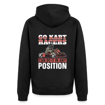 Aller karting karting pilote de kart drôle - Veste à capuche bio Premium Unisexe - noir - Dos - Nico (187cm)