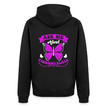 Fibromyalgie rhumatisme papillon - Veste à capuche bio Premium Unisexe - noir - Dos - Nico (187cm)
