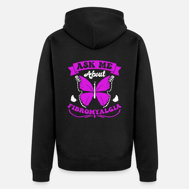Fibromyalgie rhumatisme papillon - Veste à capuche bio Premium Unisexe - noir