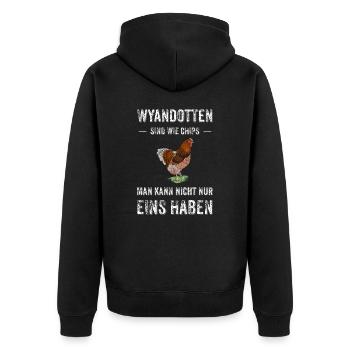 Wyandotten Huhn I Henne Ei Hahn Motiv für - Unisex Premium Bio Zip Hoodie - Schwarz - Hinten - Nico (187cm)