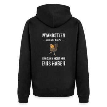 Wyandotten Huhn I Henne Ei Hahn Motiv für - Unisex Premium Bio Zip Hoodie - Schwarz - Hinten - Nico (187cm)