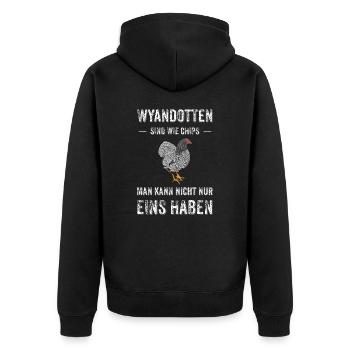 Wyandotten Huhn I Henne Ei Hahn Motiv für - Unisex Premium Bio Zip Hoodie - Schwarz - Hinten - Nico (187cm)