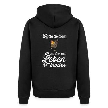 Wyandotten Huhn I Henne Ei Hahn Motiv für - Unisex Premium Bio Zip Hoodie - Schwarz - Hinten - Nico (187cm)
