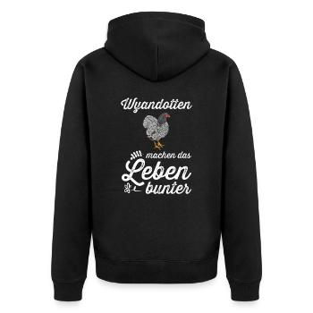 Wyandotten Huhn I Henne Ei Hahn Motiv für - Unisex Premium Bio Zip Hoodie - Schwarz - Hinten - Nico (187cm)