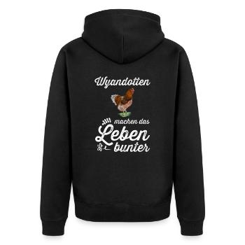 Wyandotten Huhn I Henne Ei Hahn Motiv für - Unisex Premium Bio Zip Hoodie - Schwarz - Hinten - Nico (187cm)