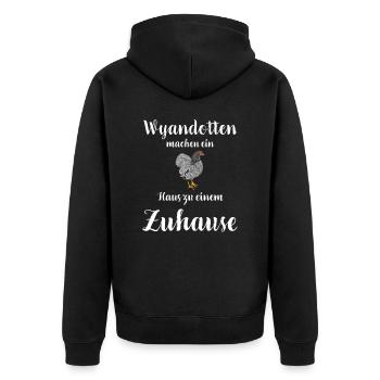 Wyandotten Huhn I Henne Ei Hahn Motiv für - Unisex Premium Bio Zip Hoodie - Schwarz - Hinten - Nico (187cm)