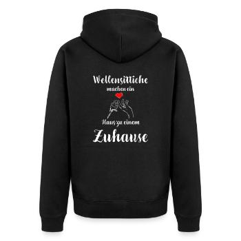 Wellensittich I Sittich Vogel Budgie Motiv für - Unisex Premium Bio Zip Hoodie - Schwarz - Hinten - Nico (187cm)