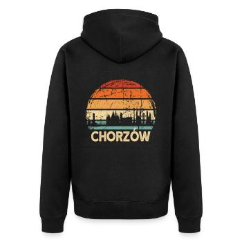Polen Chorzow Skyline - Unisex Premium Bio Zip Hoodie - Schwarz - Hinten - Nico (187cm)