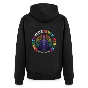 Awaken Your Inner Healer, Reiki Spiritual - Unisex Premium Organic Zip Hoodie - black - Back - Nico (187cm)