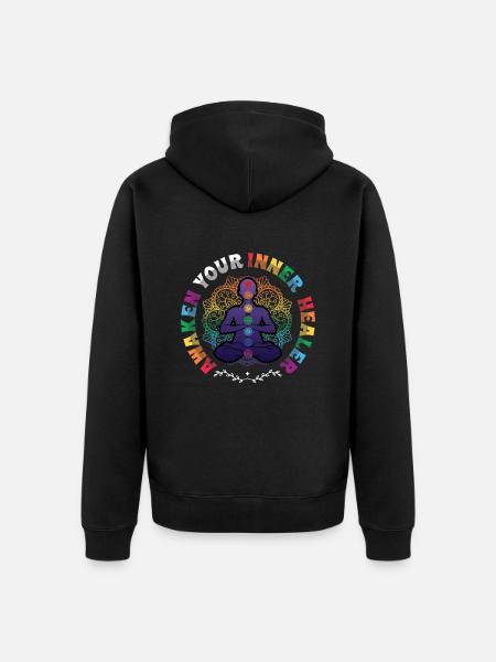 Väck din inre healer, Reiki Spiritual - Ekologisk premiumluvjack unisex - svart