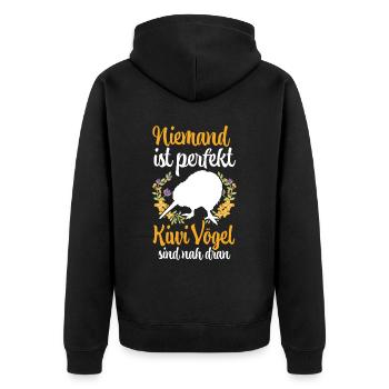 Kiwi Vogel ist nicht perfekt Neuseeland - Unisex Premium Bio Zip Hoodie - Schwarz - Hinten - Nico (187cm)