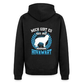 Nur mit meinem Hovawart derber Bauernhund - Unisex Premium Bio Zip Hoodie - Schwarz - Hinten - Nico (187cm)