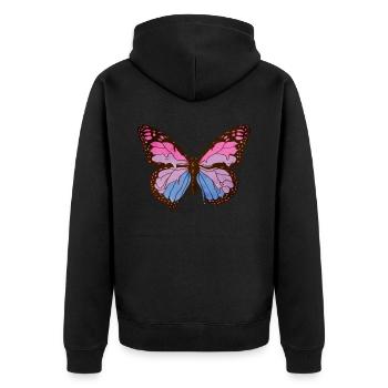 Transgender Pride Trans Flag Butterfly Subti - Unisex Premium Organic Zip Hoodie - black - Back - Nico (187cm)