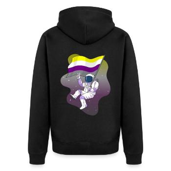 Non binaire Fierté Flag Space Astronaut Subtil LGB - Veste à capuche bio Premium Unisexe - noir - Dos - Nico (187cm)