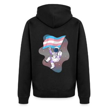 Transgender Pride Trans Flag Space Astronaut - Unisex Premium Organic Zip Hoodie - black - Back - Nico (187cm)