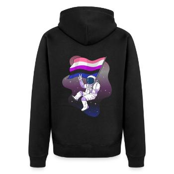 Genre Fluid Pride Flag Space Astronaut Subtil - Veste à capuche bio Premium Unisexe - noir - Dos - Nico (187cm)