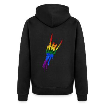 Gay Pride Rainbow Flag Devil Horn Ske - Veste à capuche bio Premium Unisexe - noir - Dos - Nico (187cm)