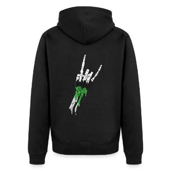 Demiromantischer Stolz Fahne Teufelshorn Skelett S - Unisex Premium Bio Zip Hoodie - Schwarz - Hinten - Nico (187cm)
