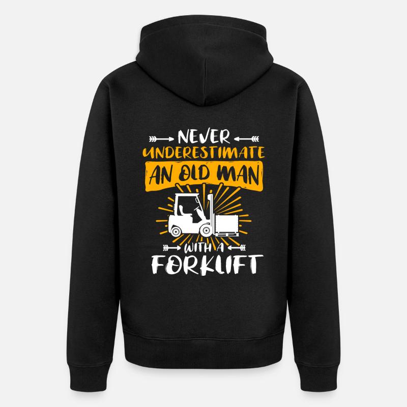 Staplerfahrer Mann Stapler Unterschätze - Unisex Premium Bio Zip Hoodie - Schwarz