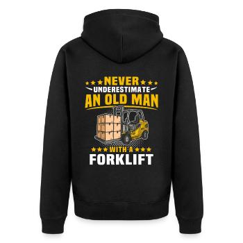 Underestimate man forklift - Unisex Premium Organic Zip Hoodie - black - Back - Nico (187cm)