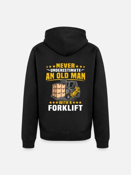 Unterschätze Mann Stapler - Unisex Premium Bio Zip Hoodie - Schwarz