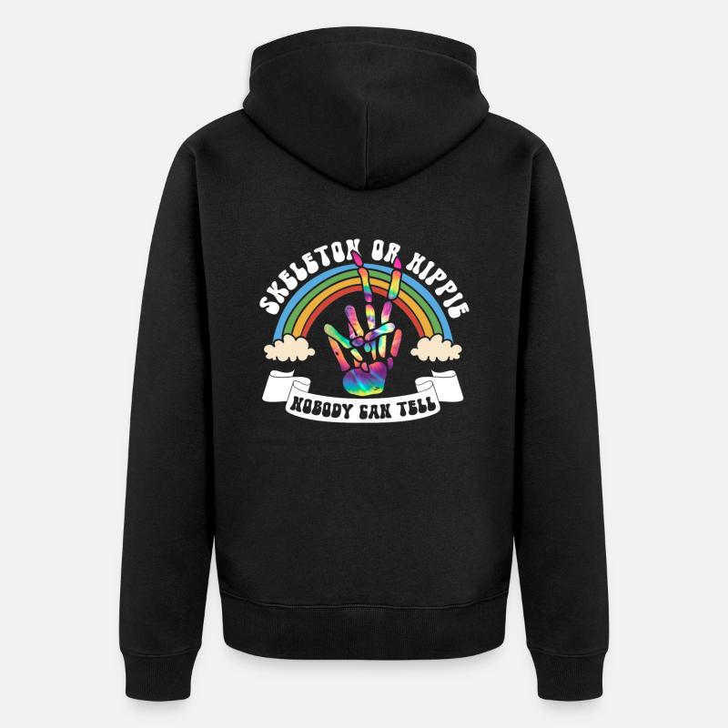 Squelette ou hippie - Hippie Halloween - Veste à capuche bio Premium Unisexe - noir