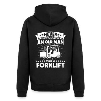 Underestimate man forklift - Unisex Premium Organic Zip Hoodie - black - Back - Nico (187cm)