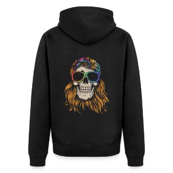 Hippie Totenkopf - Hippie Kostüm Tie Dye - Unisex Premium Bio Zip Hoodie - Schwarz - Hinten - Nico (187cm)