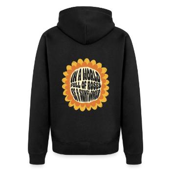 Dans un monde plein de roses Soyez un tournesol - Hippie - Veste à capuche bio Premium Unisexe - noir - Dos - Nico (187cm)