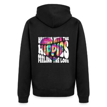 Hanging With The Hippies Feeling The Love Tie Dye - Unisex Premium Organic Zip Hoodie - black - Back - Nico (187cm)