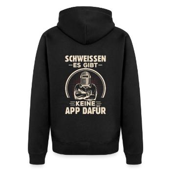 Schweissen Es Gibt Keine App Dafür Metallbauer - Unisex Premium Bio Zip Hoodie - Schwarz - Hinten - Nico (187cm)