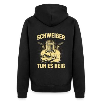 Les soudeurs le font à chaud, les métallurgistes soudent - Veste à capuche bio Premium Unisexe - noir - Dos - Nico (187cm)