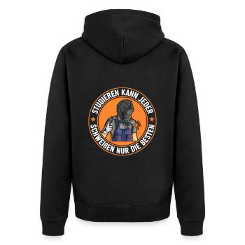 Studieren Kann Jeder Schweißen Nur Die Besten - Unisex Premium Bio Zip Hoodie - Schwarz - Hinten - Nico (187cm)