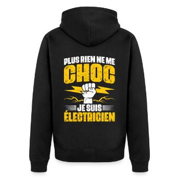 Cadeau électricien rigolo plus rien ne me choc - Veste à capuche bio Premium Unisexe - noir - Dos - Nico (187cm)