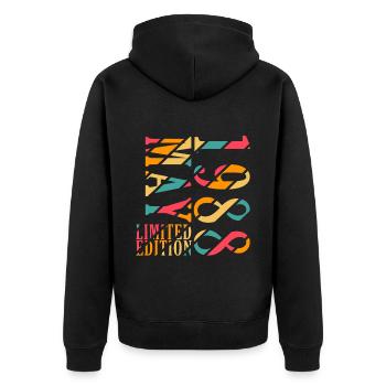 Mai 1988 Original Geburtstagsgeschenk Mai 1988 - Unisex Premium Bio Zip Hoodie - Schwarz - Hinten - Nico (187cm)