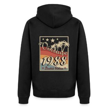 Né en 1988 - Veste à capuche bio Premium Unisexe - noir - Dos - Nico (187cm)