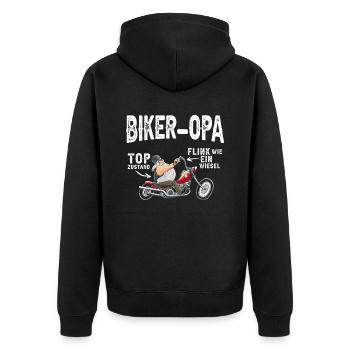 Moto Grandpa Motard Motard Grandpa Top Condition - Veste à capuche bio Premium Unisexe - noir - Dos - Nico (187cm)