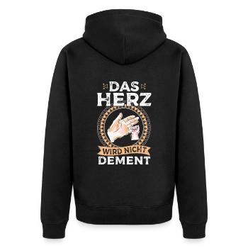 Das Herz Wird Nicht Dement Pflege Altenpflege - Unisex Premium Bio Zip Hoodie - Schwarz - Hinten - Nico (187cm)