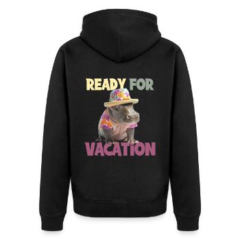 Ready For Vacation für einen Strandurlaub - Unisex Premium Bio Zip Hoodie - Schwarz - Hinten - Nico (187cm)