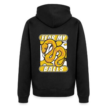 Fear My Balls Python Snake Banana Ball Python - Unisex Premium Organic Zip Hoodie - black - Back - Nico (187cm)