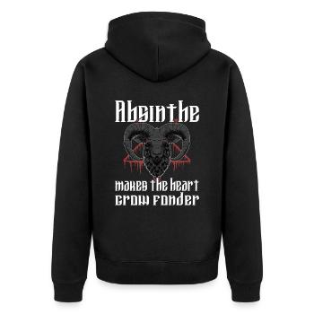 Satan Beelzebub Teufel Gothic Pentagram Mystisch - Unisex Premium Bio Zip Hoodie - Schwarz - Hinten - Nico (187cm)