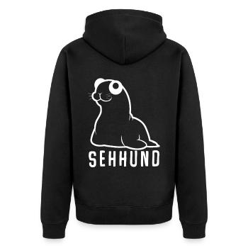 Seal, pun, sighthound, seal seal - Unisex Premium Organic Zip Hoodie - black - Back - Nico (187cm)