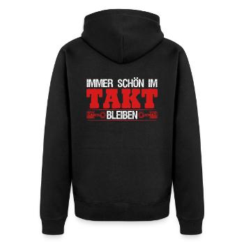Hubraum Tuner Tuning - Unisex Premium Bio Zip Hoodie - Schwarz - Hinten - Nico (187cm)