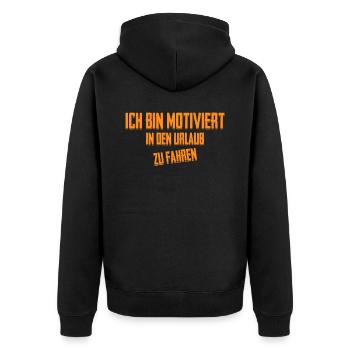 Arbeit Motiviert Urlaub Sommerurlaub - Unisex Premium Bio Zip Hoodie - Schwarz - Hinten - Nico (187cm)