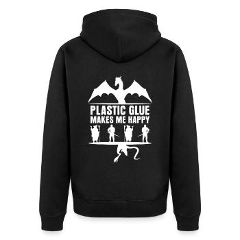 Modellbau Tabletop Modellbauer - Unisex Premium Bio Zip Hoodie - Schwarz - Hinten - Nico (187cm)